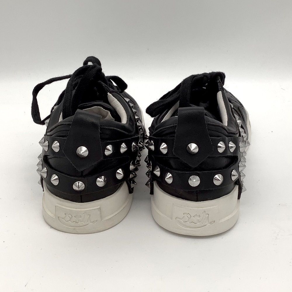 Studded Black Leather Sneakers - Women - Picture 5 of 7